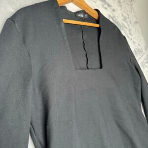 Kate Spade Saturday Let Loose Black Square Neck Long Sleeve Top Women XL